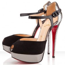 Sandały Christian Louboutin No.299 140mm, czarno-srebrne Sandały Christian Louboutin No.299 140mm, czarno-srebrne